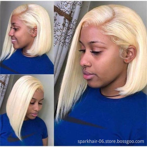 613 Blonde Straight Bob Wig Cheap Raw Brazilian Virgin Human Hair Lace Front Wig Wholesale Transparent Glueless Lace Frontal Wig